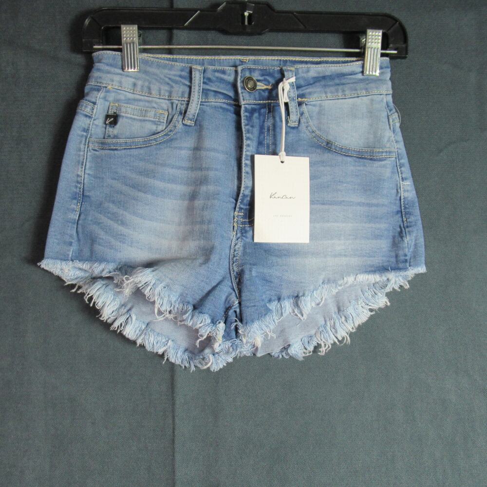 Kancan Denim Shorts Womens 5 Blue Raw Hem Cowgirl Hot Pants Summer Casual NWT